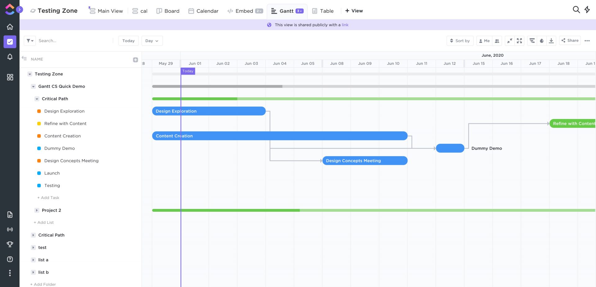 gantt-diagram in ClickUp