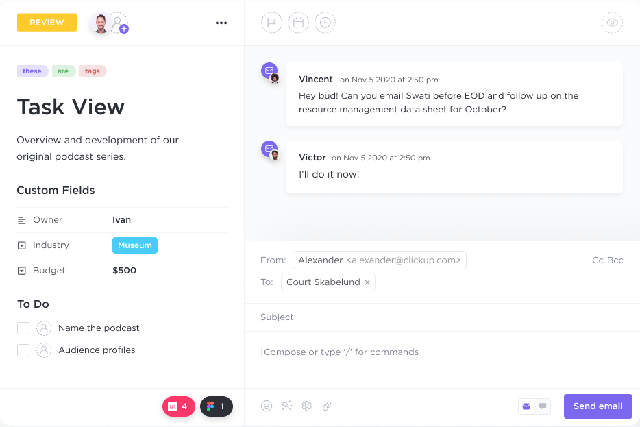 hinterlassen Sie Feedback in ClickUp Aufgaben für Aktualisierungen der Notizen