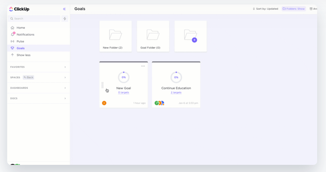 Obiettivi di ClickUp
