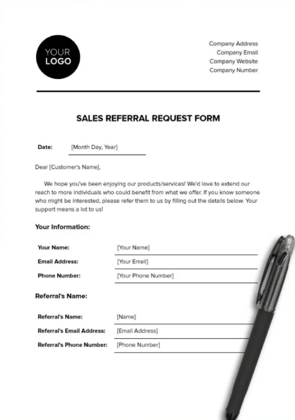 Microsoft Word Sales Referral Form Template by Template.net