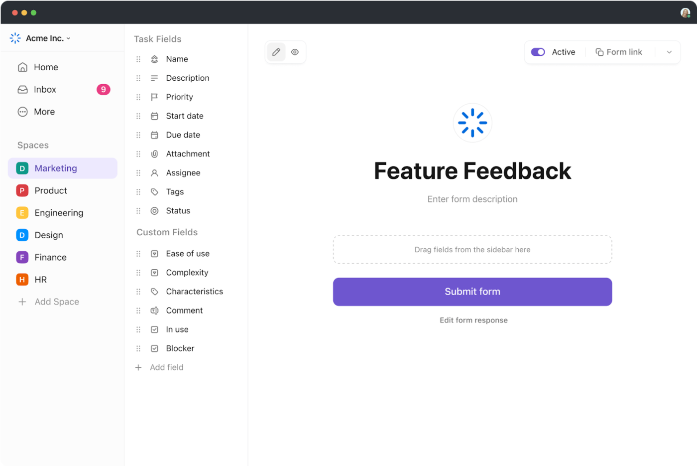 Formulaire ClickUp