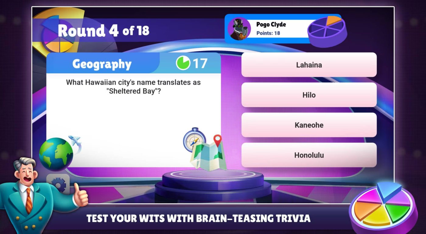 Trivia game in Pogo: team building games online