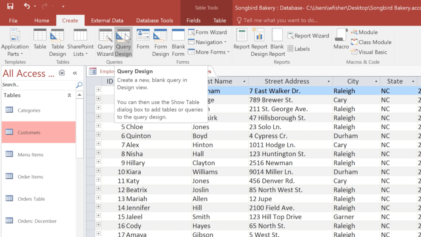 How to Create a Database in Access: Add and run a query 