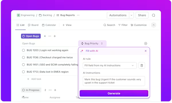 ClickUp Automations: Product Management KPIs