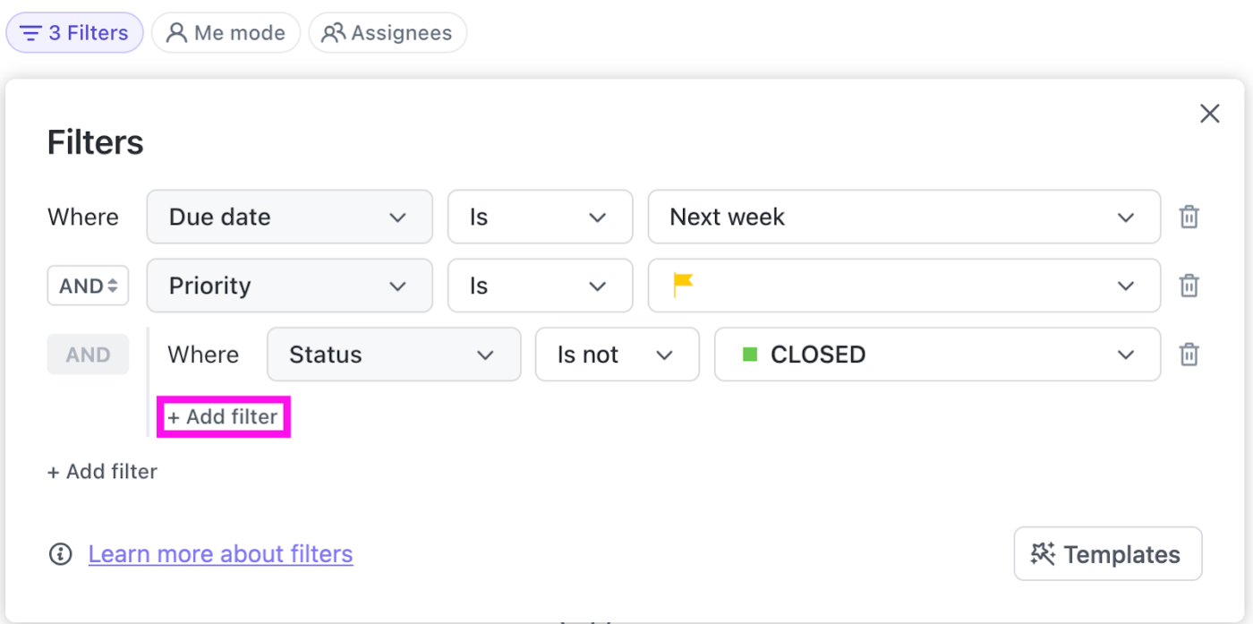 ClickUp's List View